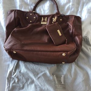 Halston heritage short handle leather tote